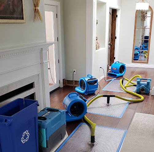 Professional structural drying equipment in residential space